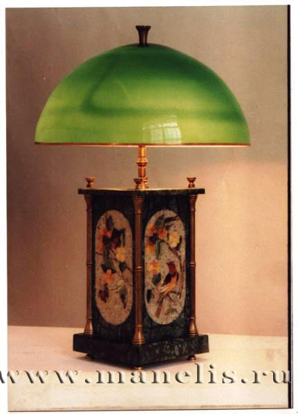s22.JPG - Настольная лампа, стекло, камень, флорентийская мозаика.