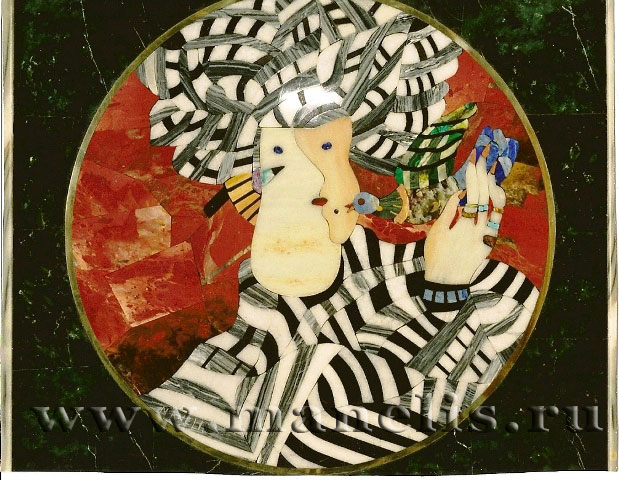 m48.JPG - "Дама с птичкой". Панно, техника: флорентийская мозаика, автор Юрий Манелис.